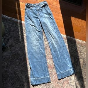 J Crew Tall Wide Leg Trouser in Chambray Blue